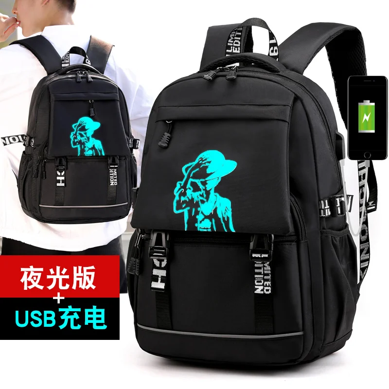 

New men's high-capacity backpack with luminous pattern student bag charging backpack