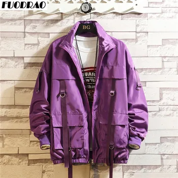 

FUODRAO Hip Hop Bomber Jackets Men 2019 Streetwear Man Harajuku Ribbons Jacket Windbreaker Korean Coats Plus Size 5XL J188