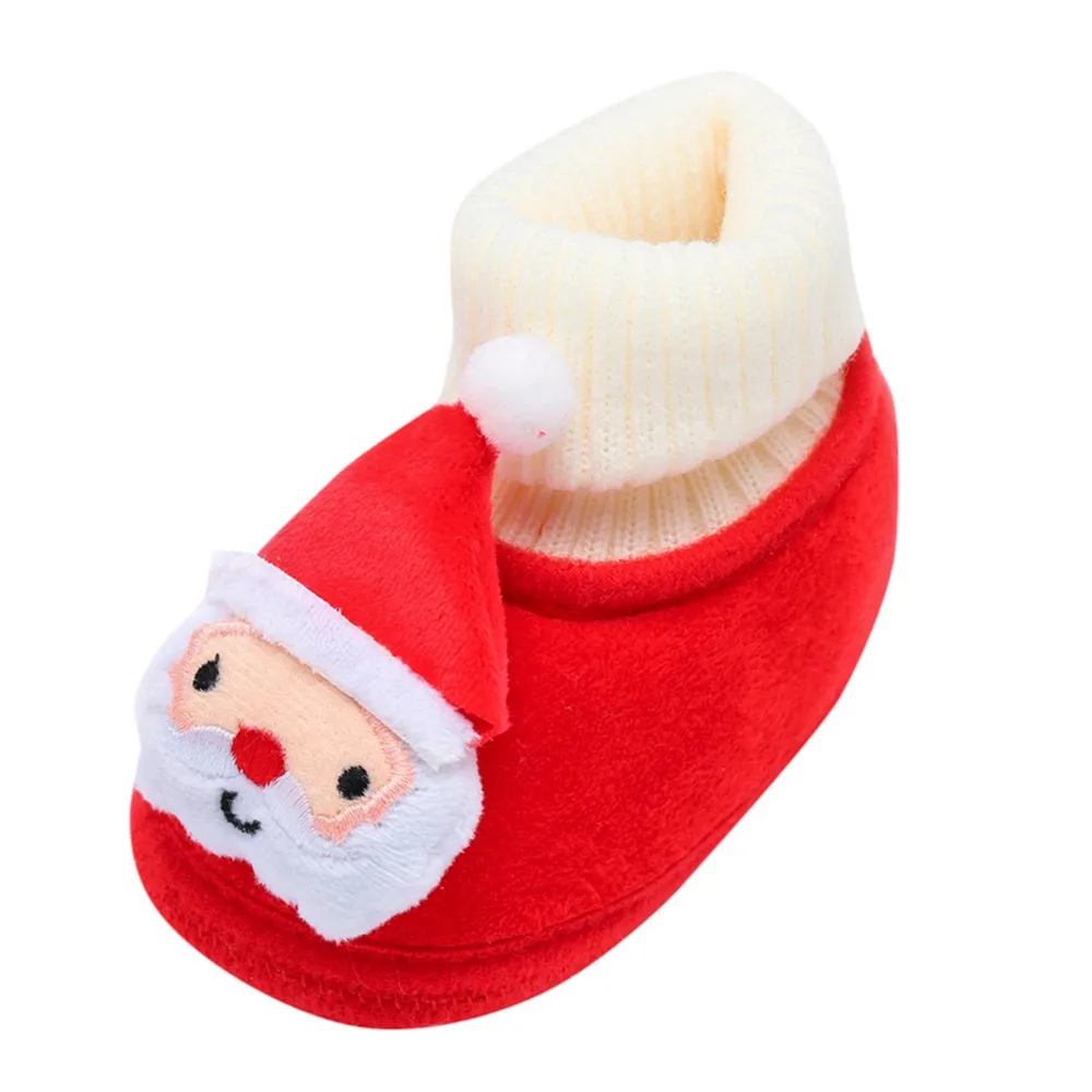 Теплые ботинки на мягкой подошве с изображением рождественского оленя для новорожденных; повседневная обувь