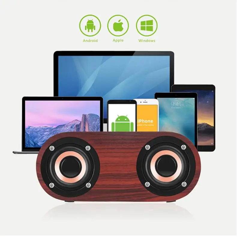 Q8 6 Вт деревянный двойной рог 4,2 Bluetooth беспроводной динамик поддержка AUX кабель подключения и TF карты воспроизведения для смартфонов