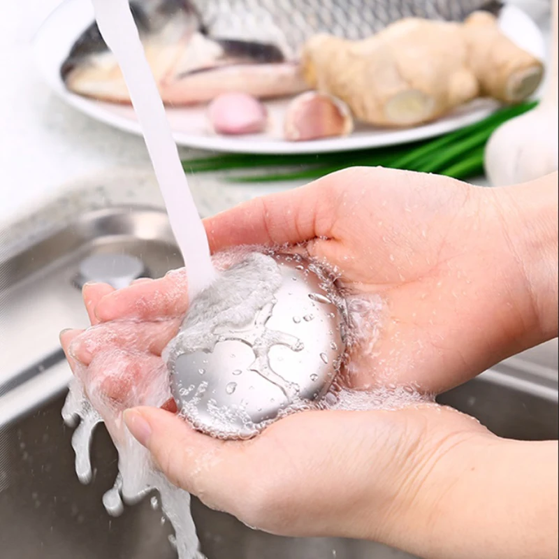 

1pc Stainless Steel Soap Oval Shape Deodorize Smell From Hands Retail Magic Eliminating Odor Kitchen Bar Chef Soap