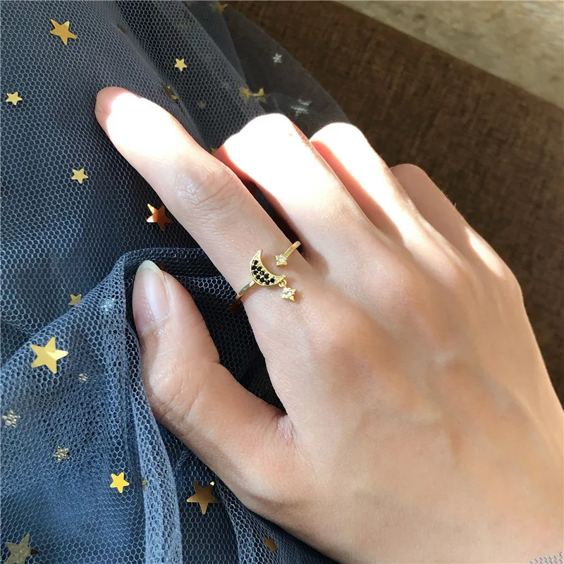 

Fashionable joker character zircon ring hipster contracted open forefinger geometric ring adorn article