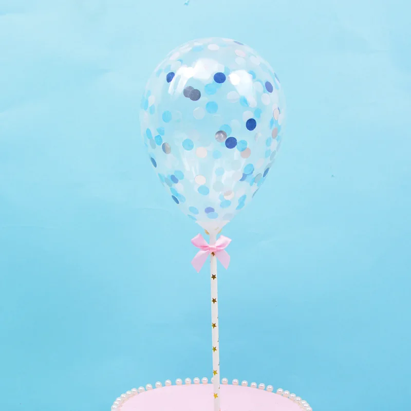 5 шт./лот, 5 дюймов, латексный воздушный шар "Конфетти", топперы для торта на день рождения, вечеринку, топпер для торта, свадьба, детский душ, украшения для торта - Цвет: BL