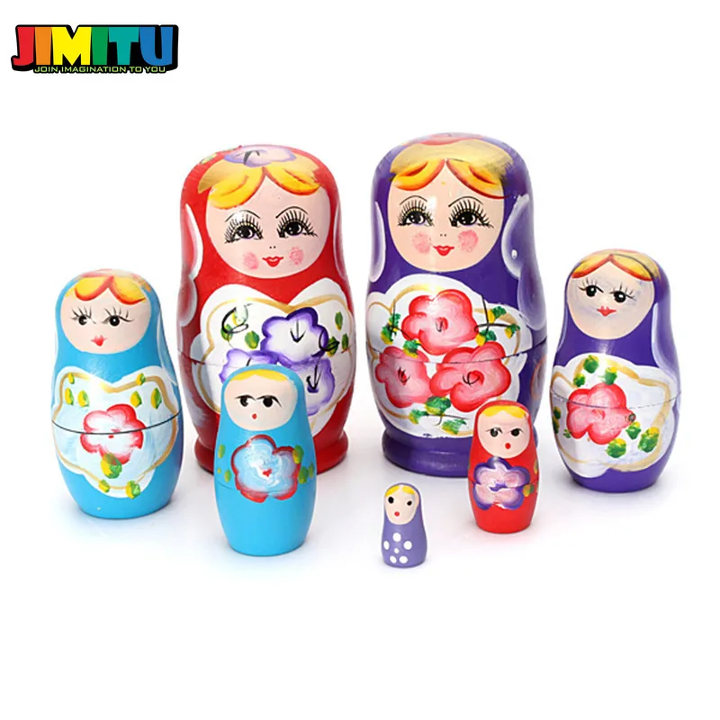JIMITU 5 шт./компл. милые матрешки деревянные куклы русская ручная раскраска для