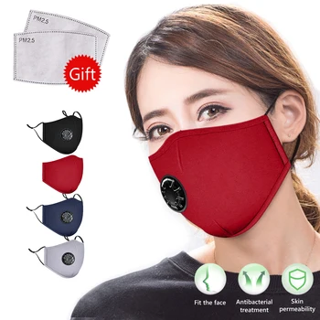 

1Pcs Fashion Respirator Mask With Breathing Valve Washable Cotton Activated Carbon Filter Face Mouth Masks Mouth Case Muffle