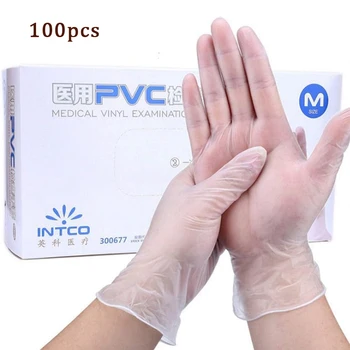 

100 Pcs Disposable PVC Nursing Inspection Gloves Support Touch Phone Washing Vegetables Multifunctional Protective Gloves