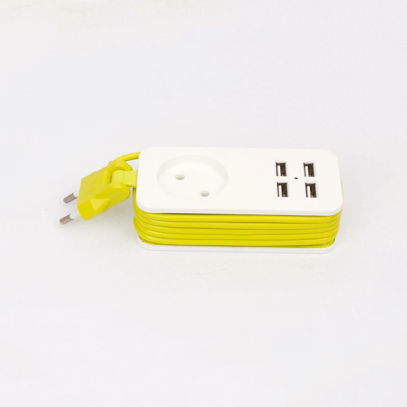 1 Socket ЕС 1 2 электрическая розетка портативная силовая полоса ЕС вилка с 4 usb-портом QC2.0 Интерфейс удлинитель розетка с ЕС для путешествий - Color: 1 Socket