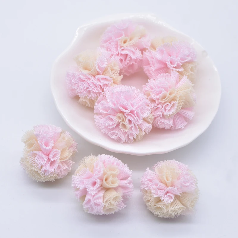 Description Picture 4 of item50Pcs 25mm Two-color Elastic Mesh Chiffon Ball DIY Apparel Sewing Appliques Material Patches for Clothes Headwear Garment Decor