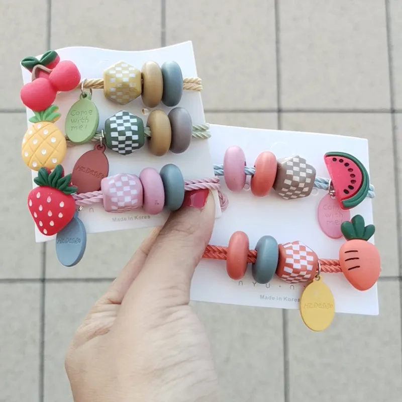 

East Gate South Korea ins fruit color bead rope lovely girl tie head net red leather band hair band leather cover headdress