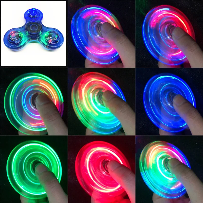 LED Finger Hand Fidget Spinner türkis 9 verstellbare LED TOP SPIN Kugellager 