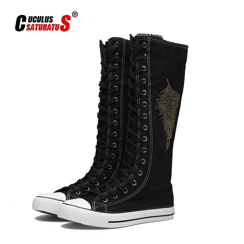 knee high canvas boots