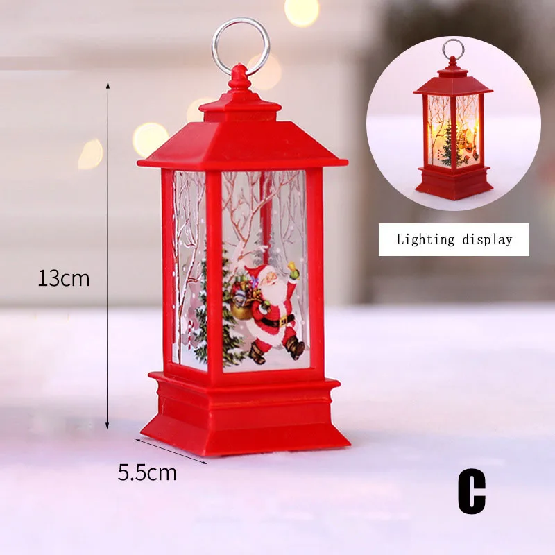 Рождественская имитационная лампа с изображением пламени, настольная декоративная светодиодная лампа, макет сцены, портативная маленькая масляная лампа, украшения для рождественской елки - Цвет: C