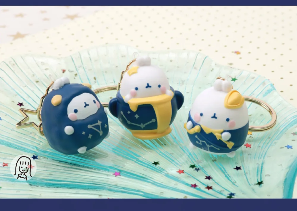 MOLANG Twelve Constellation Rabbit Keychain Blind Box Toys Korea Guess Bag Caja Ciega Blind Bag Toy for Girl Figures Cute Model