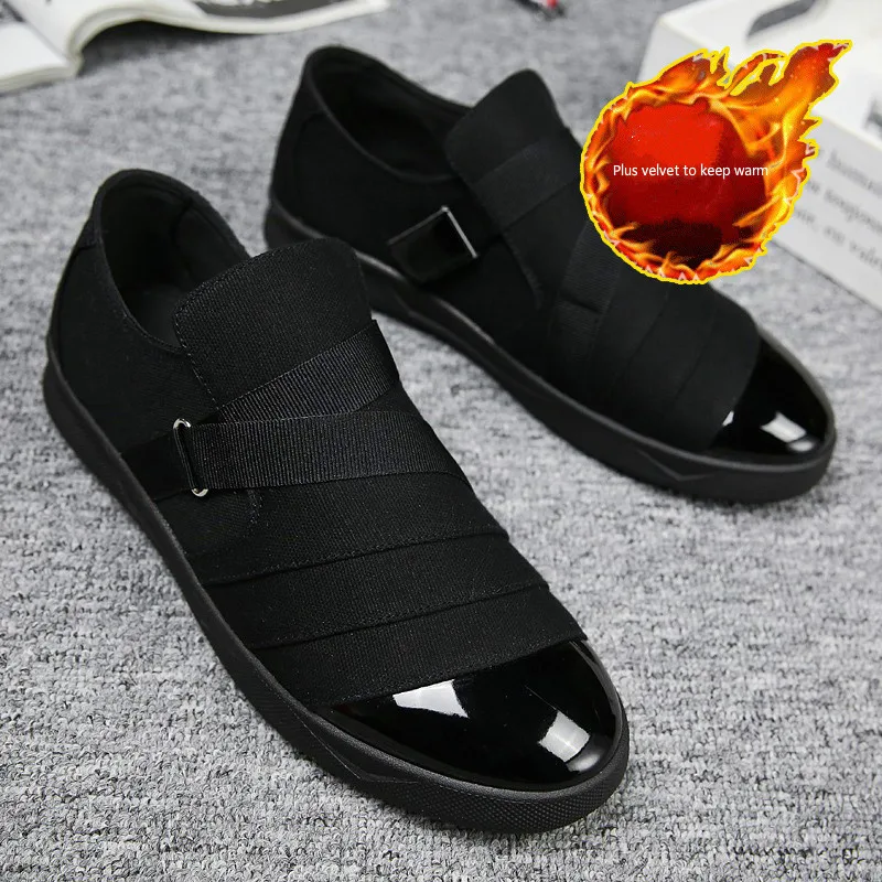 New high quality men's casual shoes fashion flat shoes walking shoes trend men's lazy shoes plus velvet warm sports men's shoes