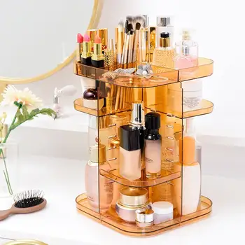 

DIY Cosmetic Storage Box Women Bathroom Cosmetics Box 360 Rotating Large Makeup Organizers Skin Care Jewelry Storage Drawer