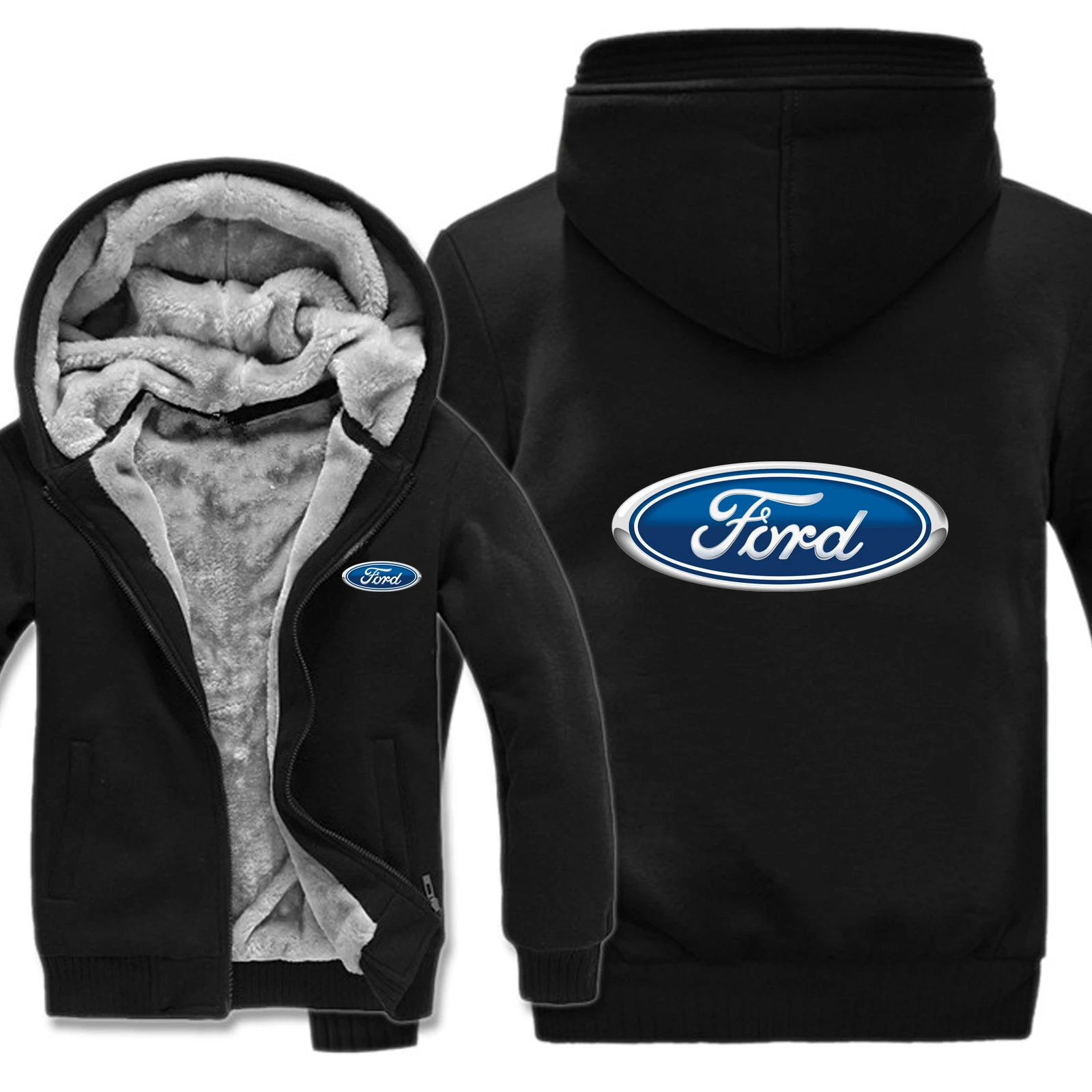 Зимние толстовки Ford теплые мужские модные шерстяные куртки с подкладкой Ford свитера с логотипами мужские пальто