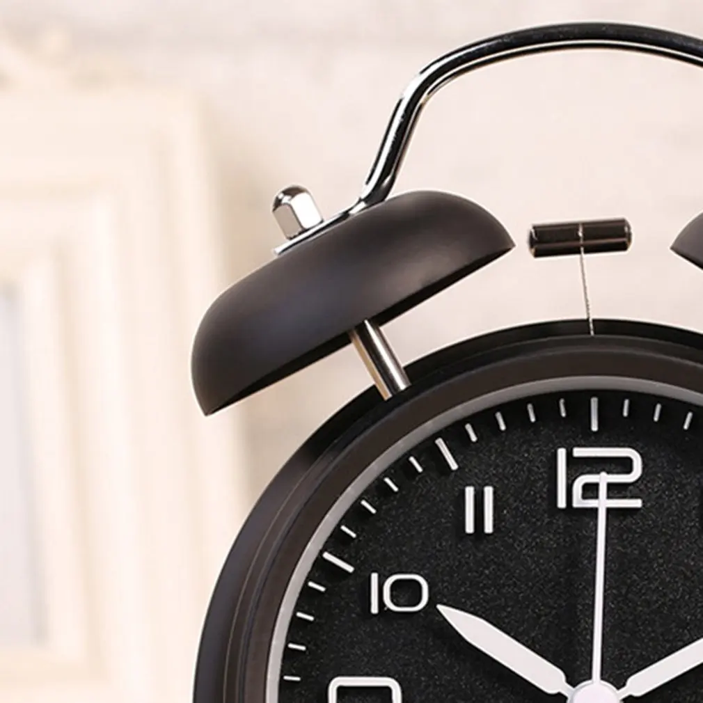4-Inch Double Bell Alarm Clock with Stereoscopic Dial Backlight Battery Operated Loud Alarm Clock(Black