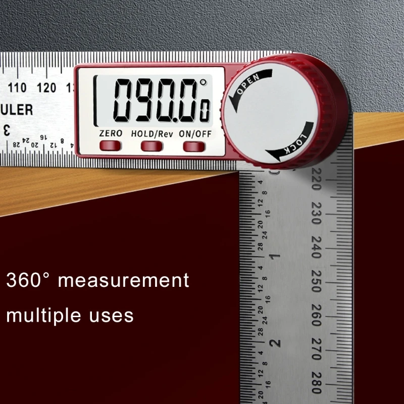 Digital Angle Meter Ruler Stainless Steel Metric Inch Protractor Angle Finder Scale Measuring Tools 0-200/300/500mm 360&deg;
