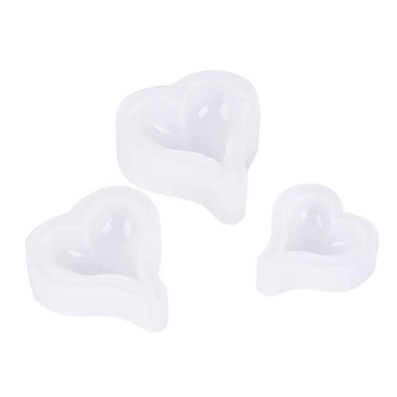 1PCS Love Heart Silicone Mold 3D Heart Aroma Gypsum Plaster Silicone Mould For Car Decoration DIY Candle Resin Molds