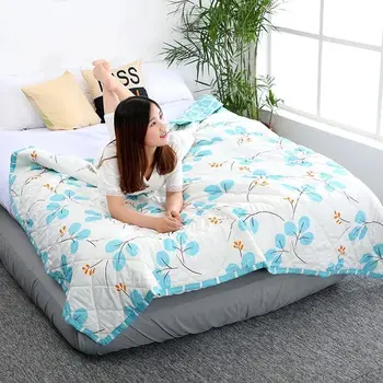 

2020 new summer thin quilt blue cool cotton fabric suitable for Full Queen King bed