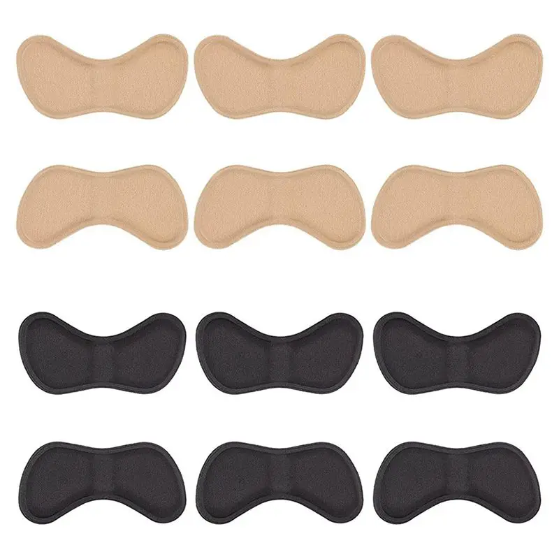 

BEAU-6 Pairs Heel Stickers Heel Cushion Pads Shoe Heel Insoles for Improved Shoe Fit and Comfort, Black+Beige