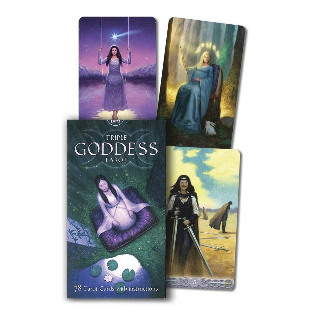 

78PCS Triple Moon Goddess Tarot Cards English Version Deck for Home Family Games Personal Use