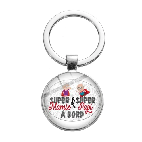 SONGDA Charm Super Mamie брелок Je Suis Une Mamie Super Papy с буквенным узором стеклянный металлический брелок для ключей с дедушкой и бабушкой ювелирный подарок - Цвет: Style 2