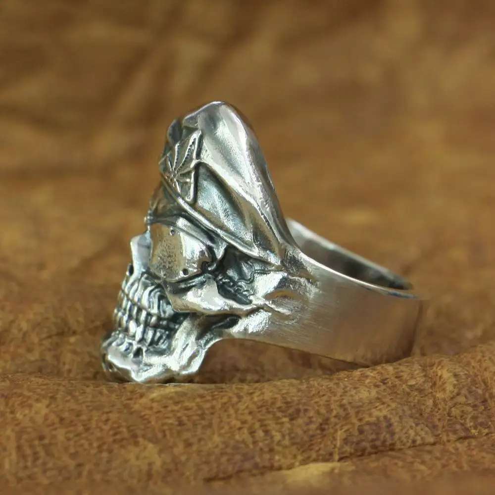 925 Sterling Silver Pirate Skull Ring Mens Biker Rock Punk Ring TA174