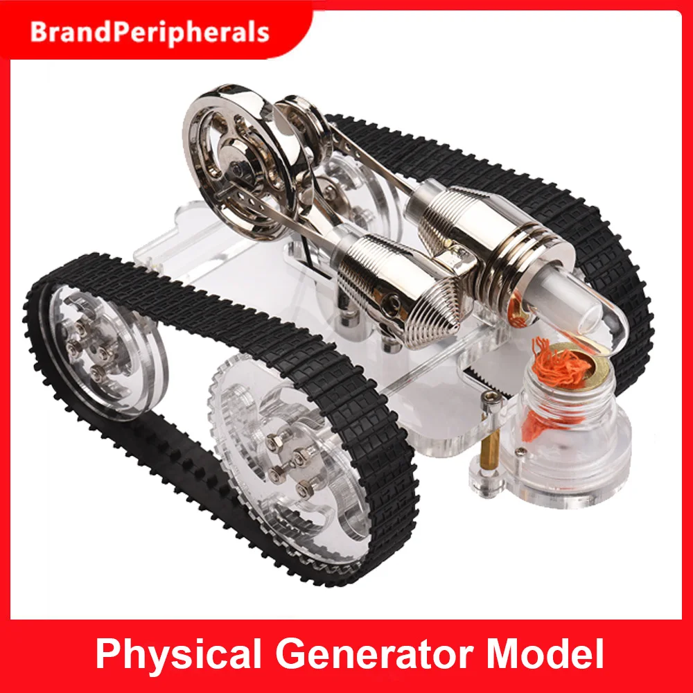 Stirling Engine Kit Electricity Generator Hot Air Crawler Tank Motor Model Physical with Flywheel Design |