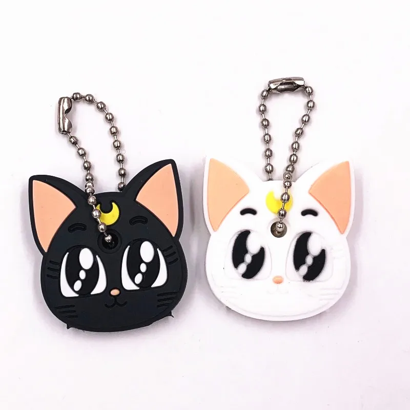 2PCS Couple Key Rings For Kids Party Gifts Minnie Mickey Luna Cat Animal Icon Star Wars Icon PVC Soft Key Chain Key Cover Cap