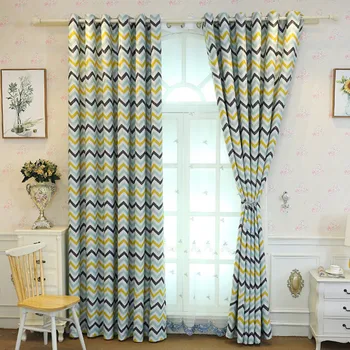 

The New Curtains for Living Room Bedroom Manufacturer Sells Directly The Nordic Geometric Corrugated Printing Shade Curtain