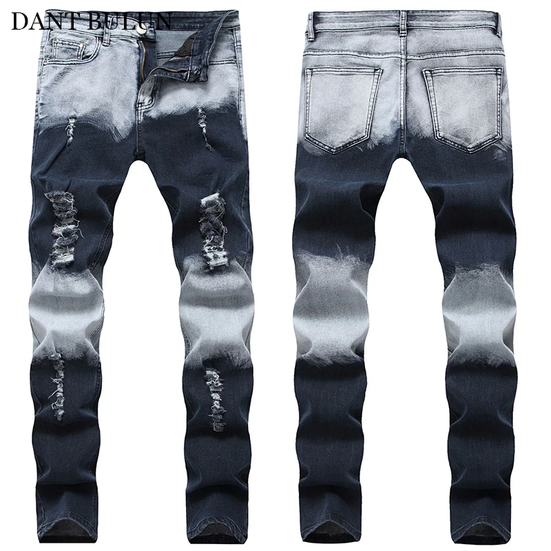

Mens Jeans Straight Black Denim Jeans Hip Hop Streetwear Slim Fit Cotton Trousers Distressed Ripped Jeans for Men Clothes Casual
