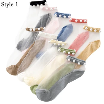

Socks Women's Ankle Non-slip Socks For Women Summer Transparent Invisible Socks Lace Elastic Sheer Thin Socks 6 pieces =3pairs