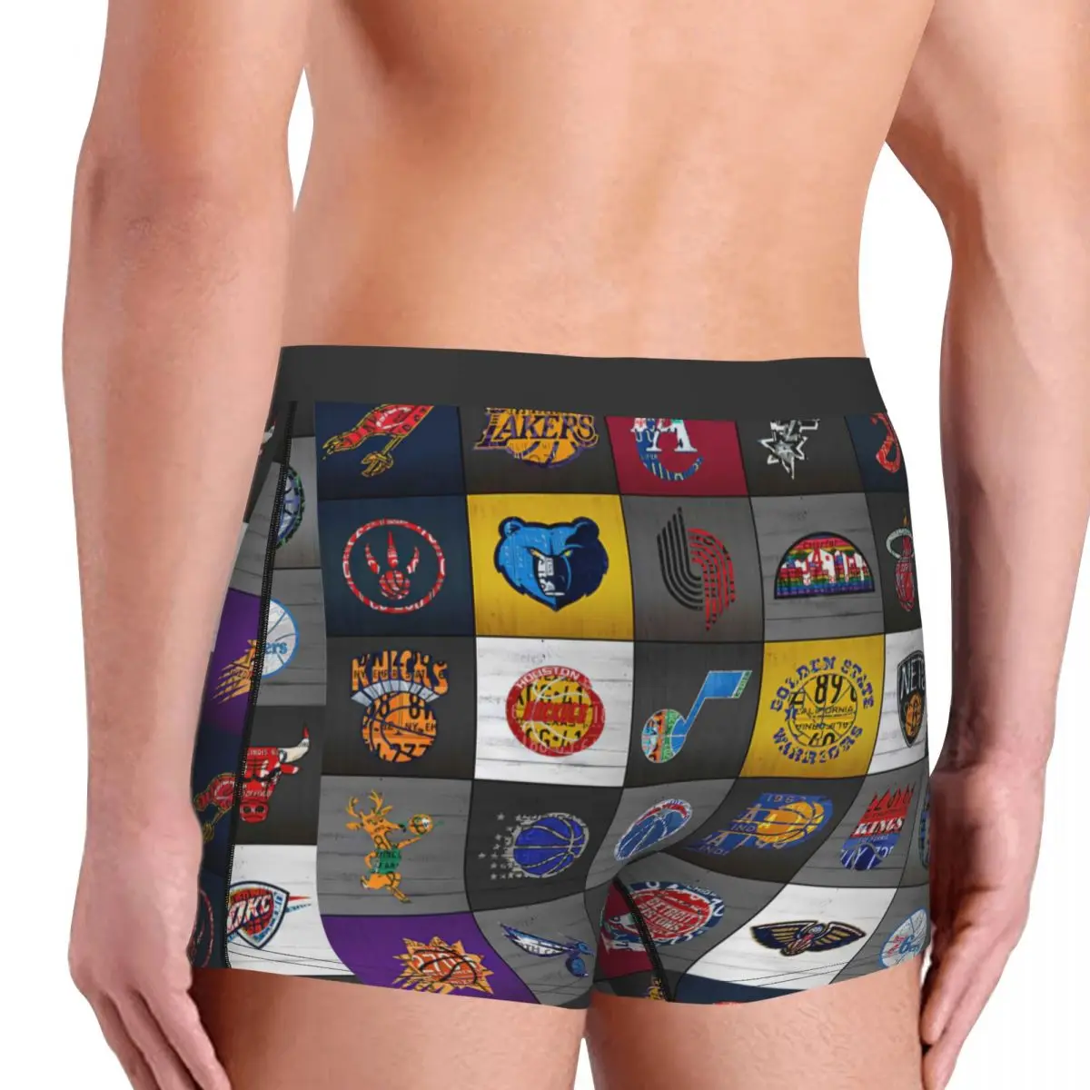 Basketball Underpants Breathbale Panties Male Underwear Print Shorts Boxer Briefs