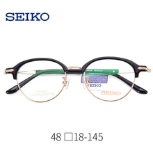 SEIKO очки по рецепту, оправа для женщин, маленькие Мультифокальные титановые+ ацетатные круглые оптические очки, оправа для очков HC3011