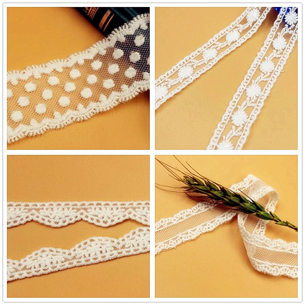 Cotton Embroidery Lace 15 Yds Bow Tie Lace Trims Double Sides Border Eyelet Mesh Trim DIY Garment Accessories 2cm-10cm