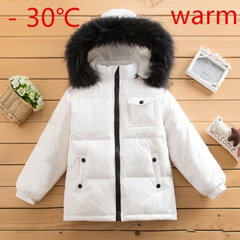 

Winter Kids Duck Down Jackets for Boys Girl Snow Wear Child Thick Hooded Coat with Fur Collar Toddler Park Overcoat Parkas