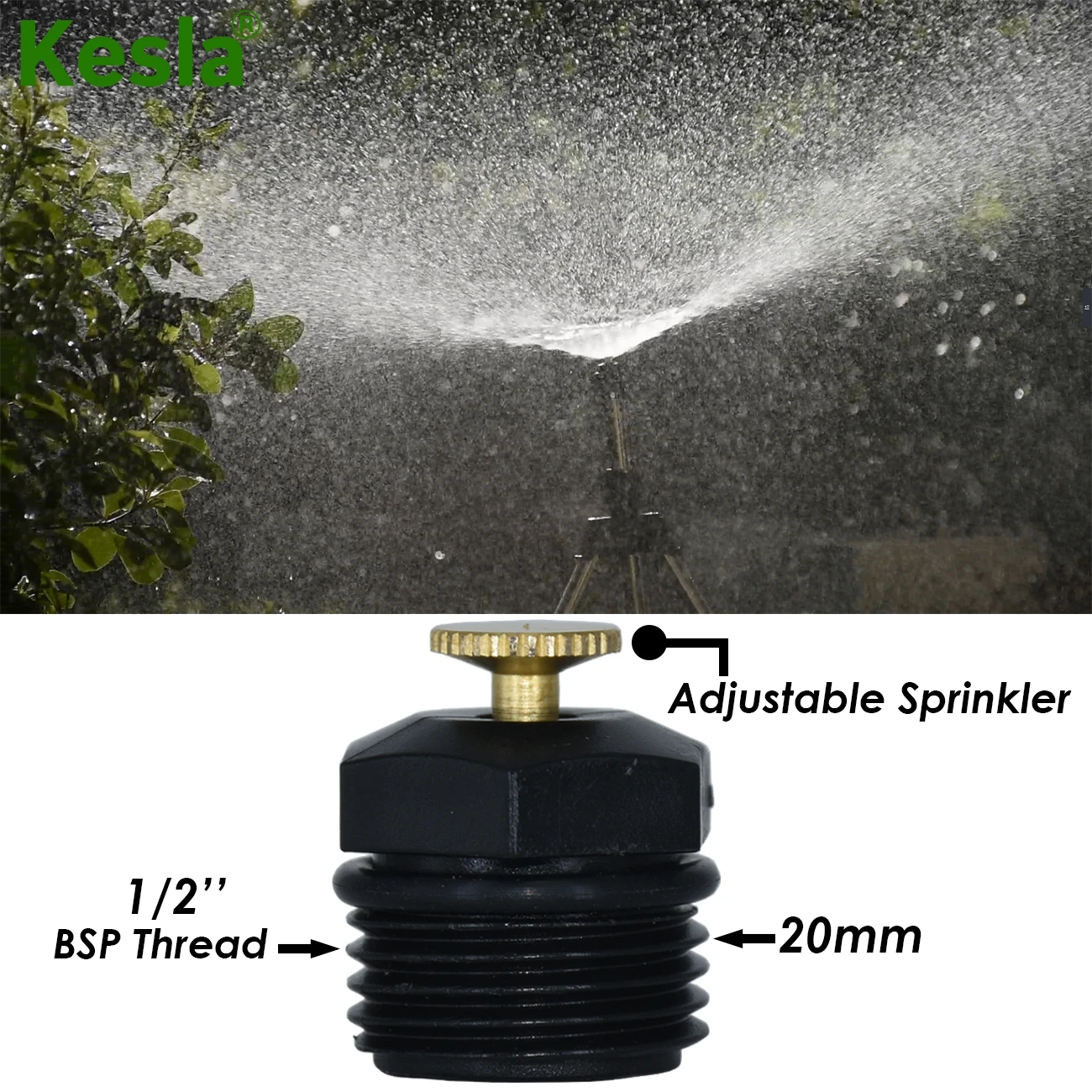 KESLA 5PCS 20mm Adjustable Watering Sprinkler 1/2'' Thread Spray Nozzle Garden Lawn Drip Irrigation System Kit Home Garden Tools