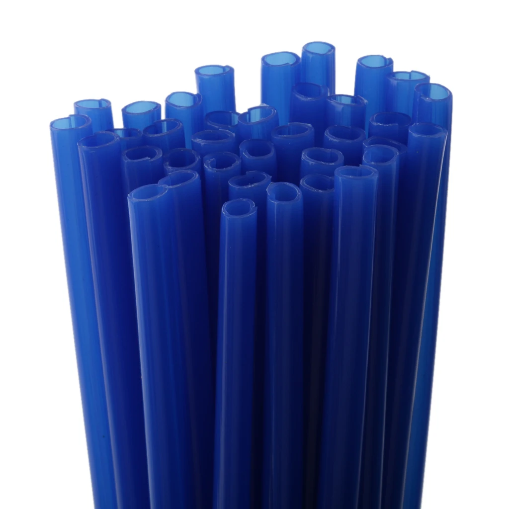 72 Pieces Blue & Red Kit Motorbike Street Bike Wheel Spoke Wrap Skin Trim Cover Pipe