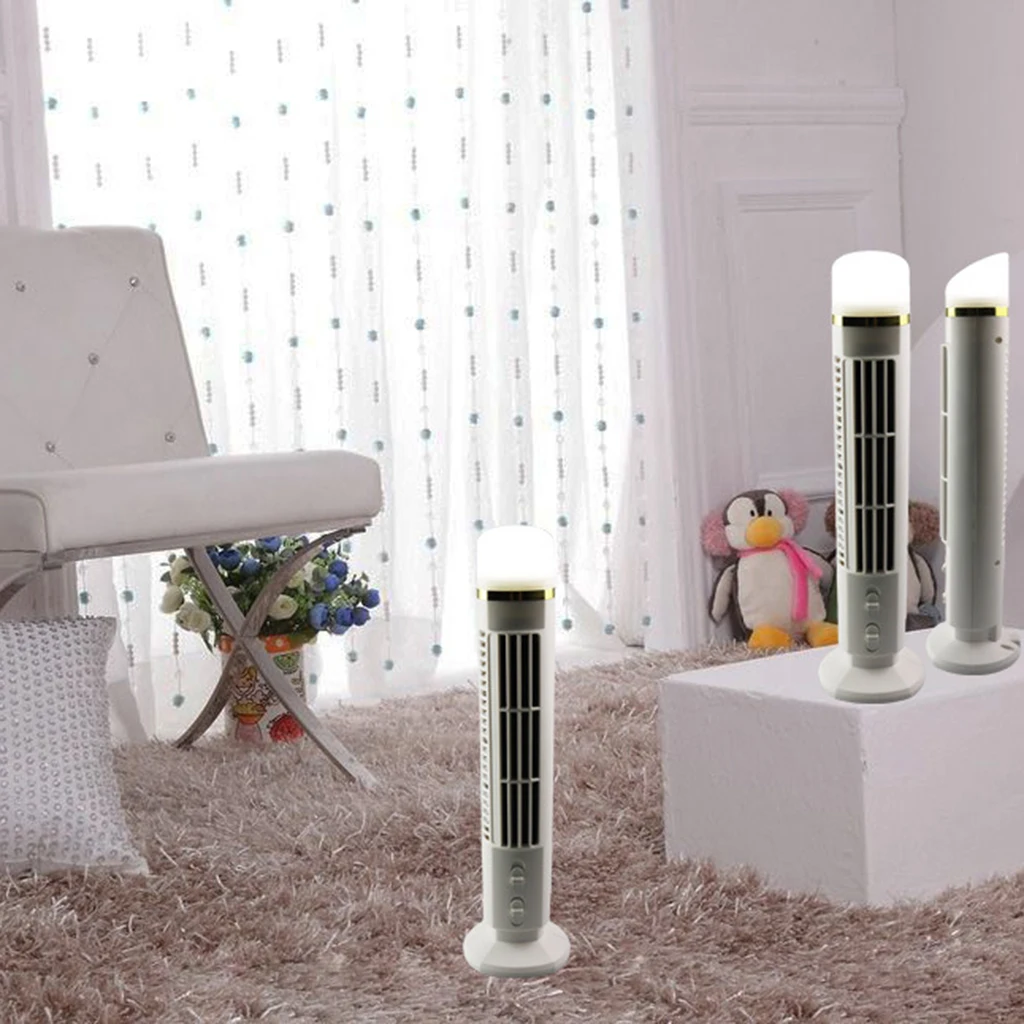 Portable Mini USB Tower Fan with LED Night Light Cooling For PC Laptop Desk