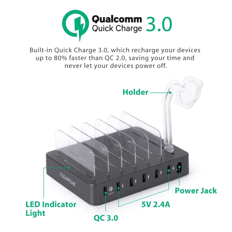 EU/US Plug 6 портов Usb зарядное устройство станция держатель с шестью Usb кабели зарядное устройство кронштейн для смартфона Ipad планшет высокое качество