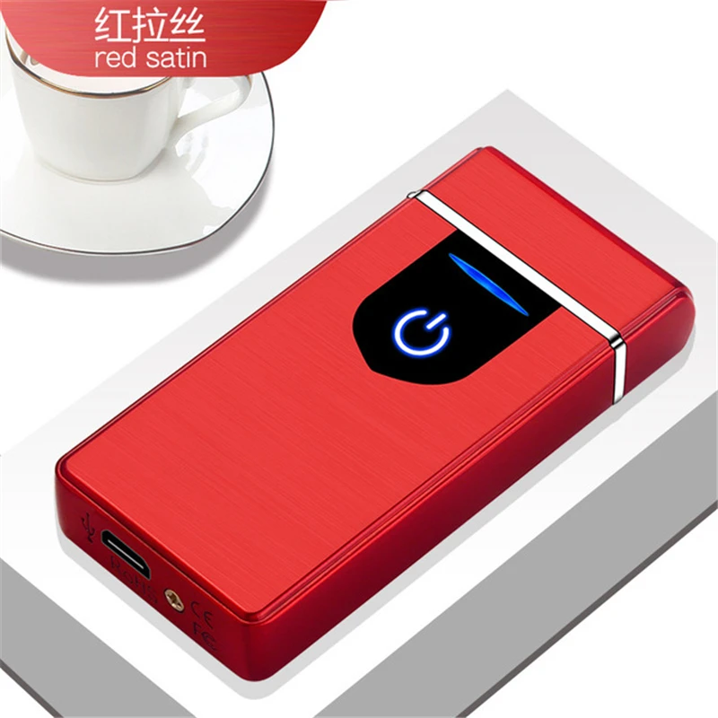 Red Новинка, двойная плазменная дуговая зажигалка, ветрозащитная электронная USB зарядка, сигарета для курения, электрические зажигалки, аксессуары для курения - Цвет: Red