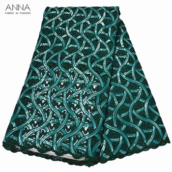 

Anna latest green organza african lace fabric 2020 high quality embroidery mesh laces hollow out design for women garment sewing