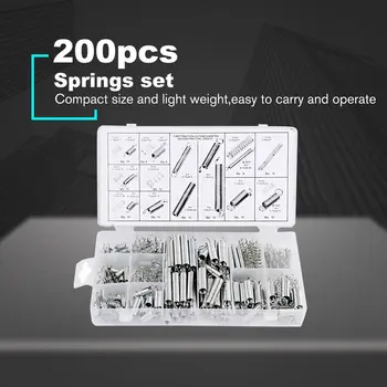 

200Pcs/box Steel Spring Electrical Hardware Drum Extension Tension Pressure Springs Set Assortment Hardware Kit Assorted
