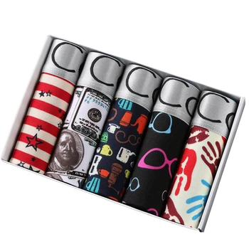 

3/4/5pcs Sexy Men Underwear Vintage Printed Boxer Shorts Homme Male Comfortable Underpants Men's Boxers Breathable Panties