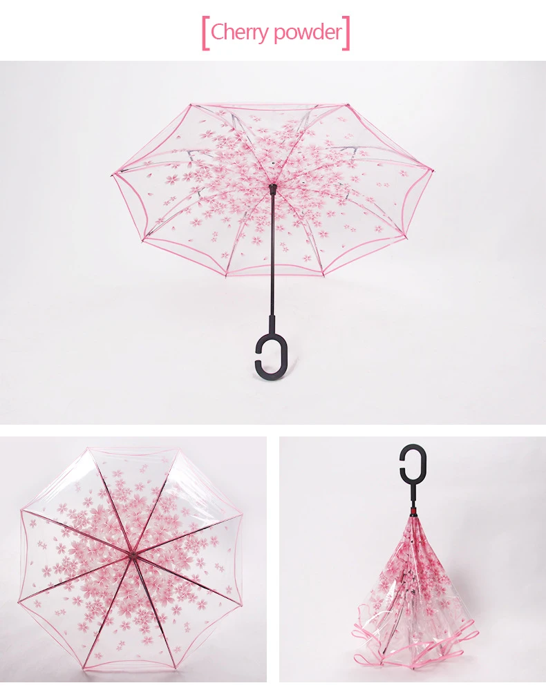 Два стиля свободный двухслойный обратный зонтик Обратный на зонте прямой стержень не влажный зонтик атмосферостойкий зонтик - Цвет: 16