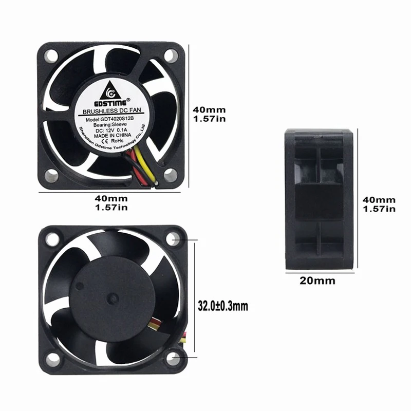 1 шт. Gdstime 40 мм 40x40x20 4020s DC 12 В 3 контактный мини вытяжной охлаждающий вентилятор|exhaust