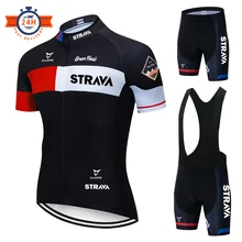 Новинка 2021, красная велосипедная команда STRAVA Pro с коротким рукавом, Мужская велосипедная футболка, летние дышащие комплекты одежды для велоспорта Новинка 2021, красная велосипедная команда STRAVA Pro с коротким рукавом, Мужская велосипедная футболка, летние дышащие комплекты одежды для велоспорта