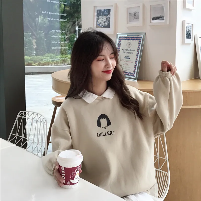 

Fake Two-Piece Oversized Women Sweatshirt Plus Size Korean Style Hoodie Casual Pullovers loose Harajuku Streetwear Clothes