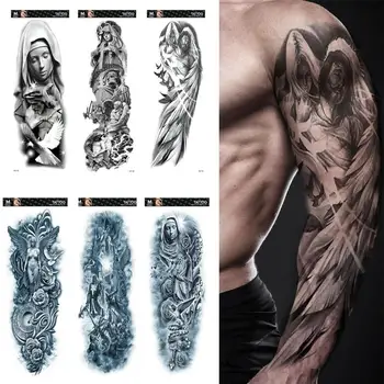 

1PC Black Lion Tattoos Temporary Sticker Fierce Animal Fake Tattoo For Men Body Art Custom Tatoos